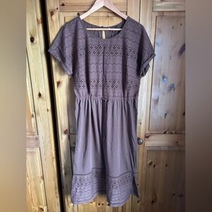 Brown Lace Detail Dress